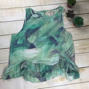 LILY WHITE sheet watercolor ruffle tank SzXL
